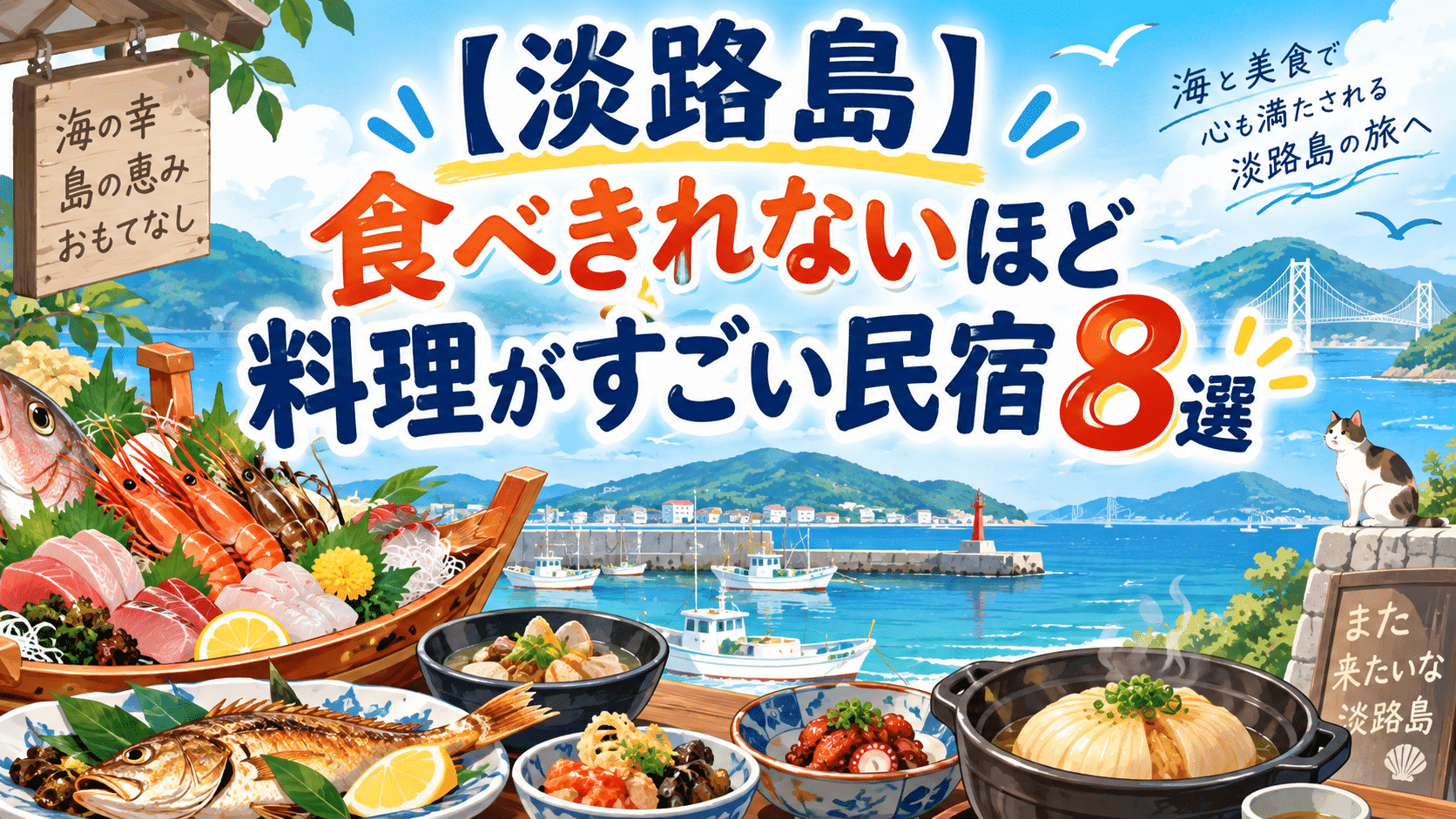 淡路島 食べきれないほど料理がすごい民宿8選のアイキャッチ画像