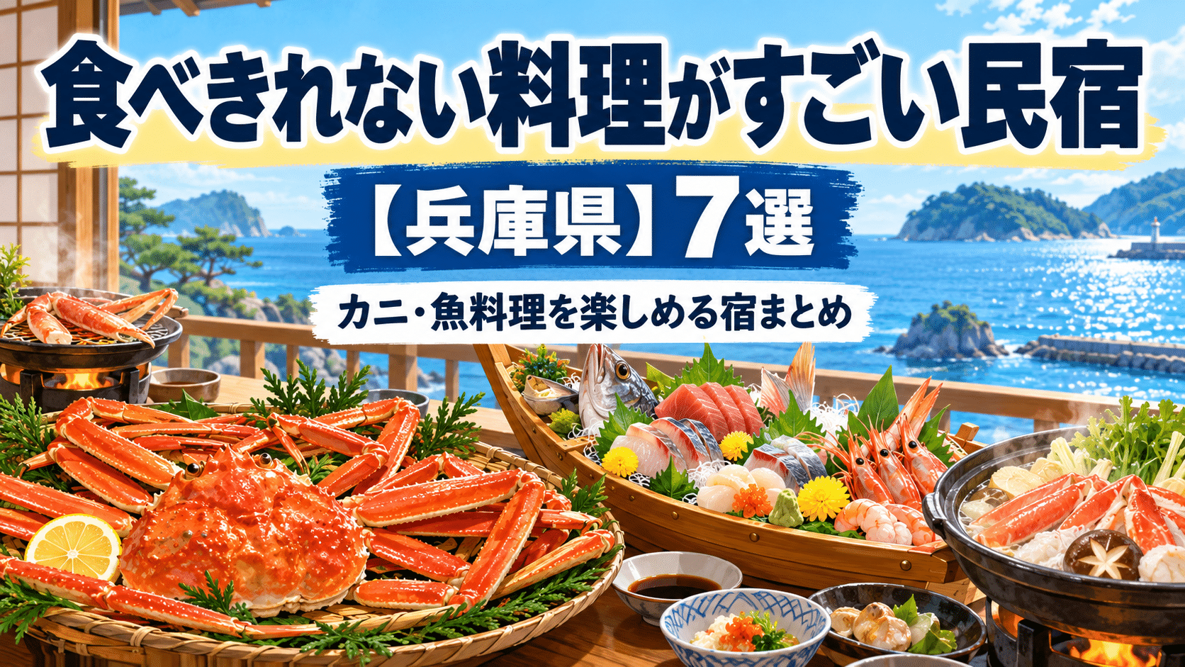 兵庫県で食べきれないほど料理がすごい民宿7選のアイキャッチ画像